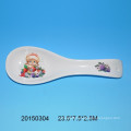 Creative fish shaped ceramic spoon rest with decal for kitchen decro